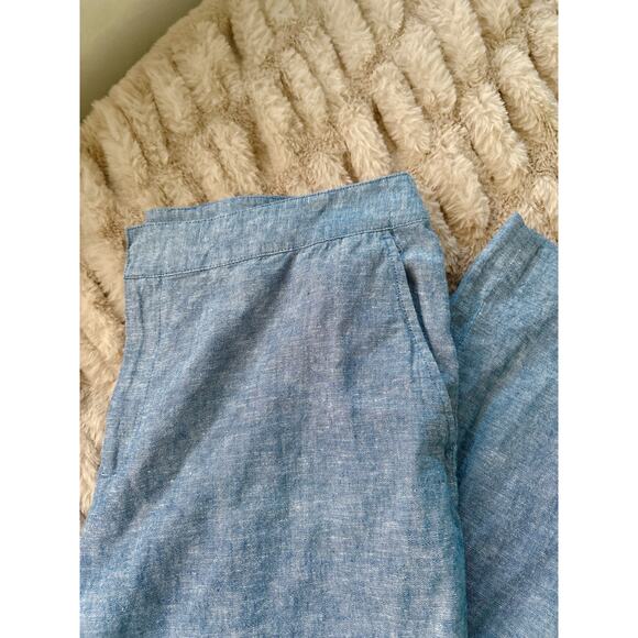 Draper James Linen Pants Size 10 Cropped Straight Leg Pull On Chambray Blue - Picture 3 of 7